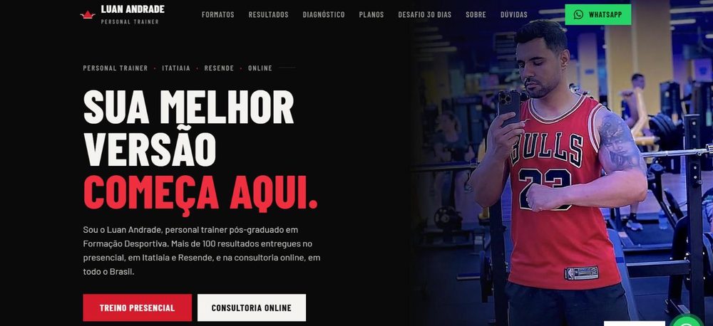 Site do personal trainer Luan Andrade